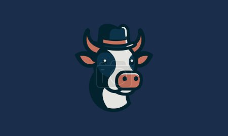 Ilustración de Cabeza de vaca con sombrero vector diseño plano - Imagen libre de derechos