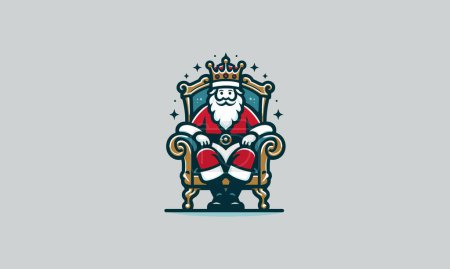 Illustration for Santa shit on chair king vector flat design - Royalty Free Image