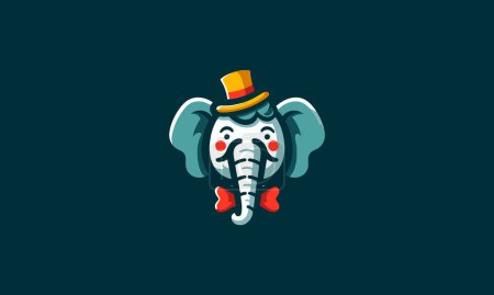 Ilustración de Cabeza elefante payaso vector logo diseño - Imagen libre de derechos