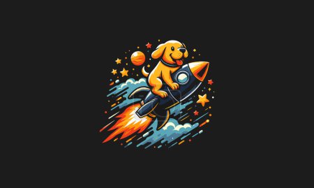 dog riding rocket vector illustration artwork design