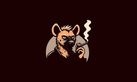 Téléchargez les illustrations : Dessin de mascotte d'illustration vectorielle fumeur hyena - en licence libre de droit