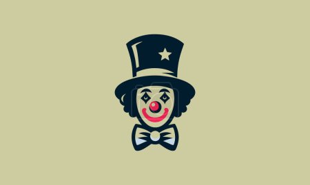 Illustration for Head clown wearing top hat vector logo design - Royalty Free Image