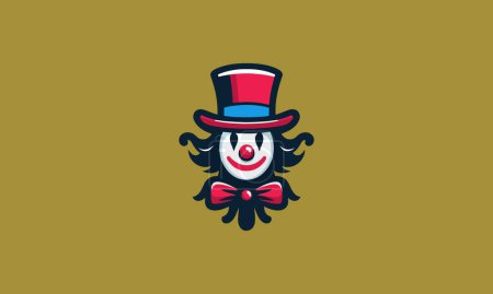 Illustration for Head clown wearing top hat vector logo design - Royalty Free Image