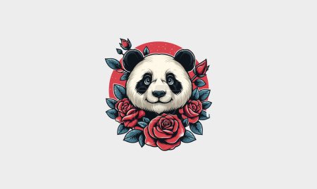 Ilustración de Panda y rosa vector ilustración diseño de obras de arte - Imagen libre de derechos