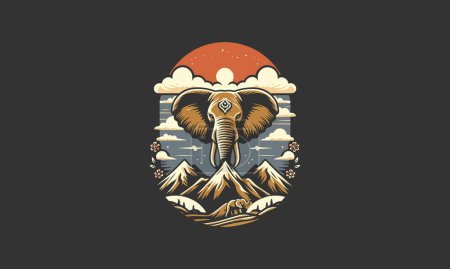 Illustration for Head elephant and mountain vector illustration artwork design - Royalty Free Image