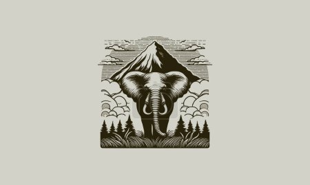 Illustration for Head elephant and mountain vector illustration artwork design - Royalty Free Image