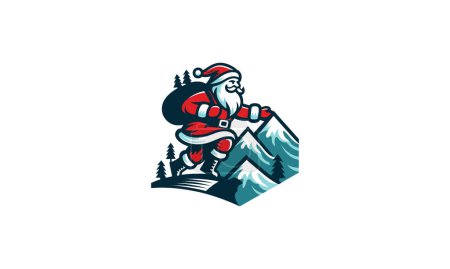 Illustration for Santa on mountain vector illustration logo design - Royalty Free Image
