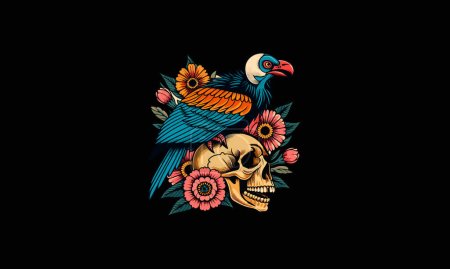 Illustration for Vulture with head skull vector artwork design - Royalty Free Image