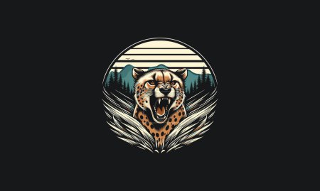 Illustration for Head cheetah on forest vector artwork design - Royalty Free Image