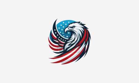 Foto de Águila con bandera americana vector mascota diseño - Imagen libre de derechos