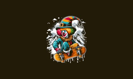 Illustration for Clown playing skateboard on mountain vector artwork design - Royalty Free Image