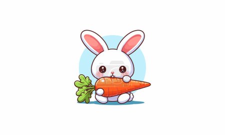 Illustration for Rabbit eat carrot vector illustration mascot design - Royalty Free Image