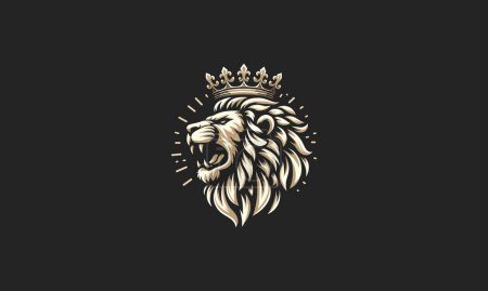 Illustration for Head lion wearing crown vector logo flat design - Royalty Free Image