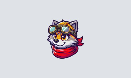 head fox wears a helmet, goggles and a slayer vector mascot