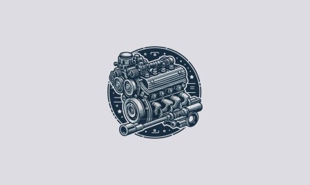 illustration vectorielle de moteur de machine design plat