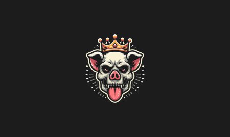 head pig skull wearing crown vector design