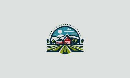 Illustration for Village farm vector illustration logo flat design - Royalty Free Image