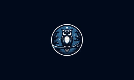 Illustration for Owl on night moon vector illustration flat design - Royalty Free Image