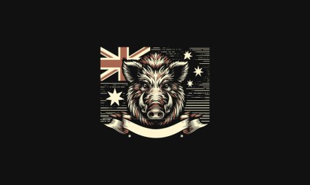 Illustration for Head boar with flag american vector artwork design - Royalty Free Image