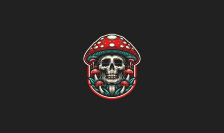 head skull and mushroom vector illustration mascot design