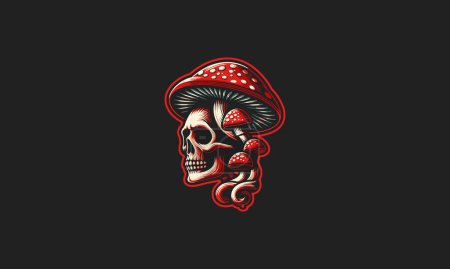 Illustration for Head skull and mushroom vector illustration mascot design - Royalty Free Image