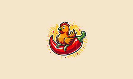 Illustration for Chicken with chili vector illustration mascot design - Royalty Free Image