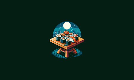 sushi on moon vector illustration artwork design