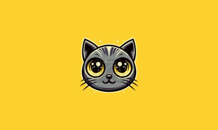 head cat big eye vector illustration mascot design