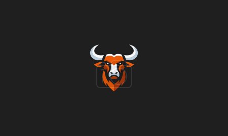 head bull orange angry vector flat design