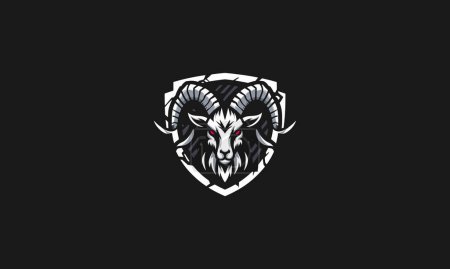 cabeza de cabra con escudo vector logo diseño