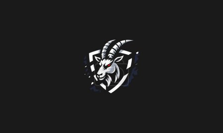 Illustration for Head goat with shield vector logo design - Royalty Free Image