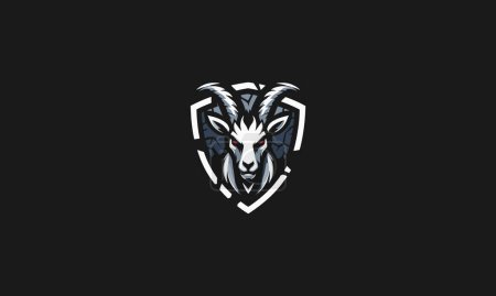 cabeza de cabra con escudo vector logo diseño