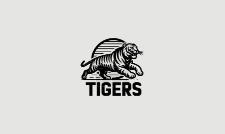 tiger running vector illustration outline art design