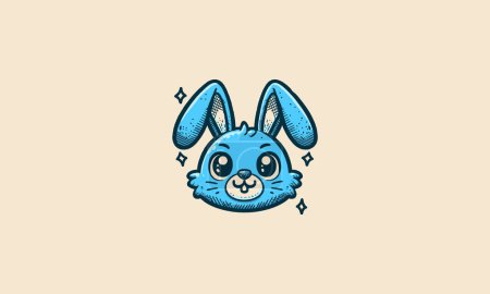 head blue rabbit big eye vector mascot design