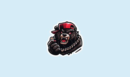 head bear angry wearing red hat vector mascot design