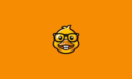 head duck wearing sun glass smile vector mascot flat design