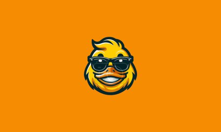 head duck wearing sun glass smile vector mascot flat design