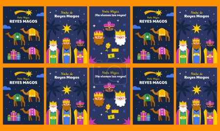 Téléchargez les illustrations : Reyes magos illustration vectorielle design plat - en licence libre de droit