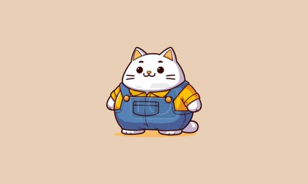 fat cat wearing a blue vest vector flat design