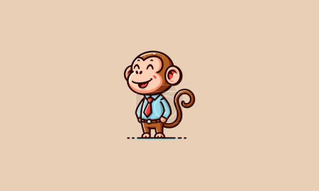 monkey wearing suite vector flat design
