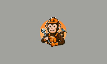 mono vistiendo uniforme trabajador vector plano diseño logo