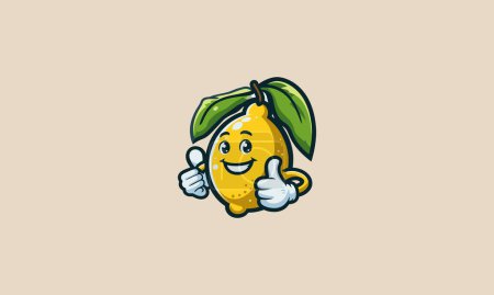 Illustration for Character lemon smile thumb vector mascot design - Royalty Free Image