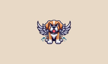 Ilustración de Perro enojado con alas vector ilustración mascota diseño - Imagen libre de derechos