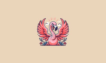 flamingo angry vector illustration mascot design