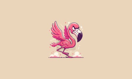 Flamingo wütend Vektor Illustration Maskottchen-Design
