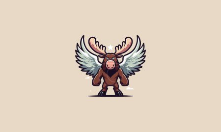moose with wings vector illustration mascot design
