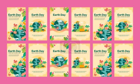 international earth day social media template vector flat design set