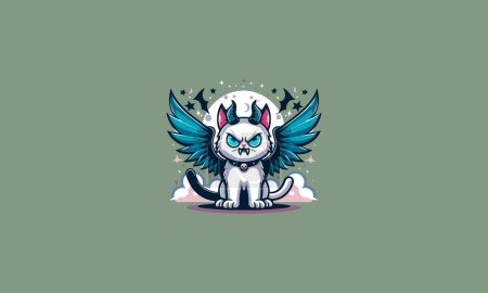 cat angry with wings vector illustration flat design