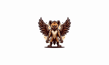 hyena angry with wings vector illustration flat design
