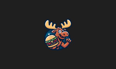 moose eat burger vector illustration flat design